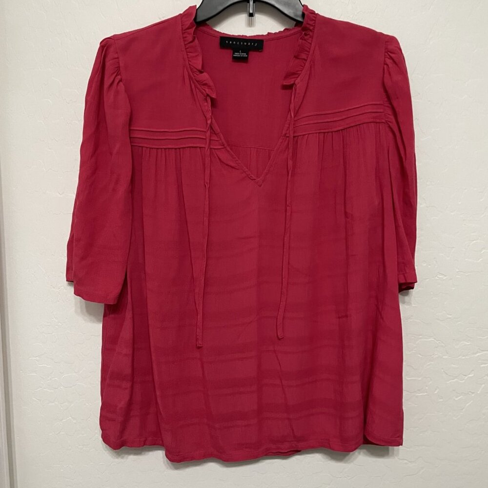 Sanctuary hot pink tie neck blouse - Size Large - Retail $98